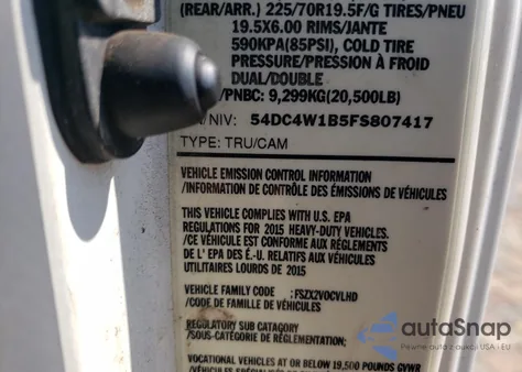 2015 Isuzu Npr Hd из США, поврежденный, VIN 54DC4W1B5FS807417